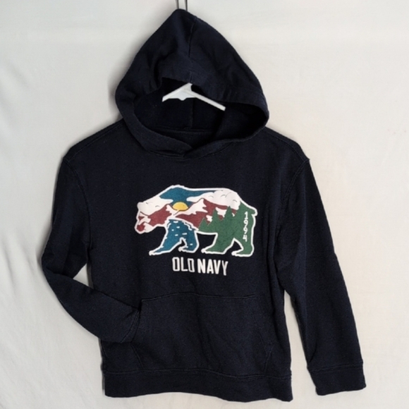 Old Navy Other - Old Navy Dark Blue Hoodie with Colorful Bear Design